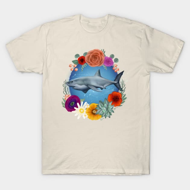 Floral shark T-Shirt by Abigailsage